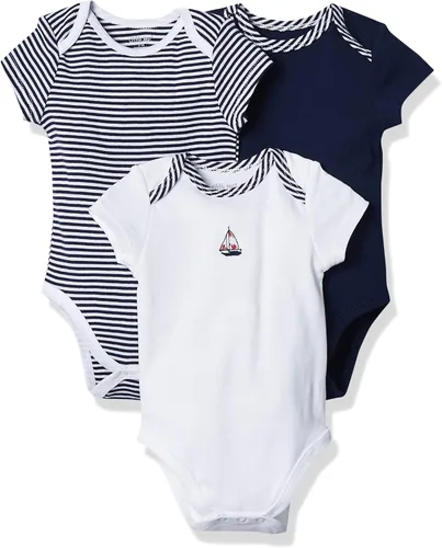Vista 13 de Ropa de Little Me para bebé, pack de 3, 100% algodón, sin etiquetas que rasguen, mamelucos, de recién nacido a 9 meses Azul