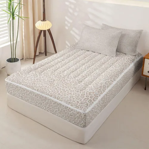 Vista 2 de Feelyou Juego de edredón con cremallera de leopardo tamaño individual Juegos de cama con cremallera y estampado animal para decoración de Marrón