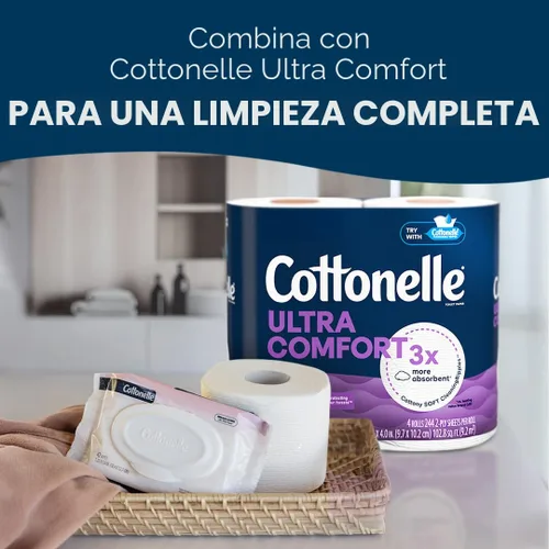 Vista 5 de Cottonelle Toallitas húmedas desechables sin fragancia, toallitas húmedas para adultos, 2 paquetes con tapa abatible, 42 toallitas por paquete