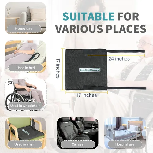 Vista 6 de Cojín tubular unidireccional de asiento deslizante con asas, almohadilla antideslizante para prevención de caídas para ancianos o discapacitados