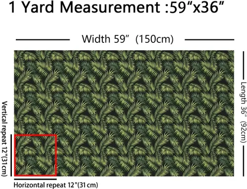 Vista 2 de The Yard - Tela de hoja de palma verde para plantas, tela natural para coser sillas, sofá, moderno, minimalista, negro, impermeable, para tapicería