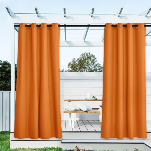 Vista 201 de NICETOWN Cortina para Exteriores para Patio Impermeable de 84 Pulgadas de Ancho, Aislamiento Térmico con Ojales Antioxidantes Bloqueo UV Cortina