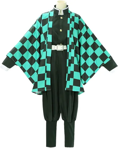 Vista 2 de Disfraz de Tanjirou para cosplay, unisex, para adulto, chaqueta, uniforme con aretes