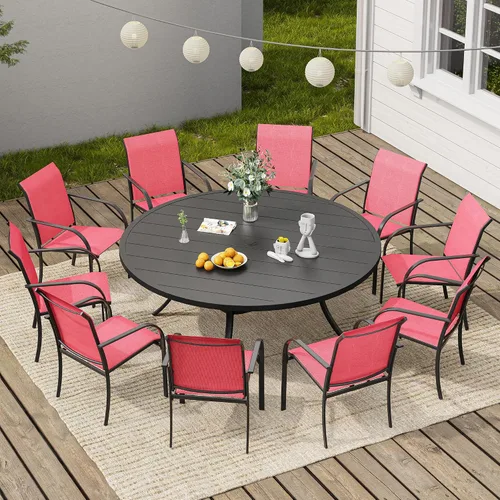 Vista 47 de VICLLAX Juego de 2 sillas de patio pequeñas para exteriores, juego de sillas apilables para patio y mesa de comedor cuadrada para porche delantero