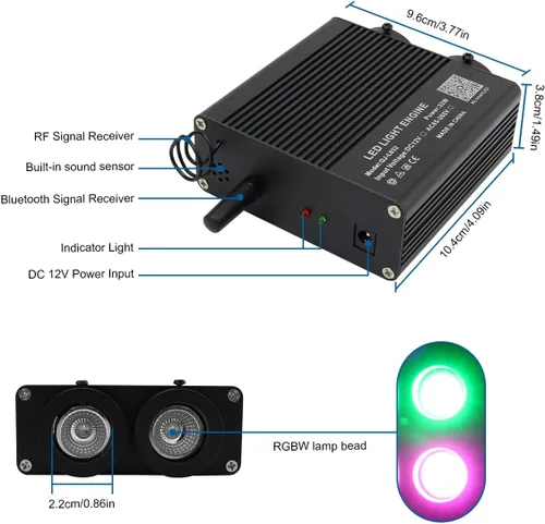 Vista 5 de AKEPO - Kit de luces de fibra óptica activadas por música de tamaño pequeño para automóvil y hogar, de 32 W, de doble puerto, de diferentes