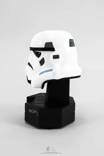 Vista 4 de PUREARTS - Figura de estatua de Starwars (casco original de Stormtrooper) 1:3, color blanco