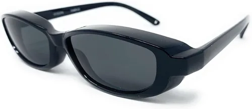 Vista 2 de The Mini Fit Over Glass OTG lentes de sol polarizadas unisex envolventes para hombres y mujeres Ovalado - Negro con lente ahumado XS