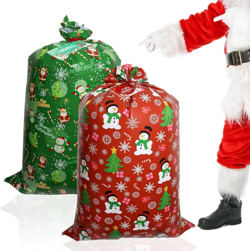 Vista 8 de ROSAUI Bolsas grandes de regalo de Navidad y tarjetas de regalo de Navidad, 3 bolsas de regalo de Navidad (44.09 x 35.43 pulgadas), bolsa de regalo
