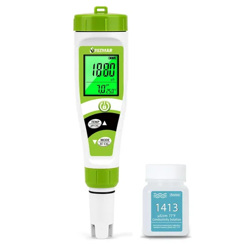 Vista 8 de UIUZMAR Medidor digital de pH Medidor de pH TDS EC para solución hidropónica Medidor de pH y EC con pantalla LCD Probador de agua TDS Medidor de pH