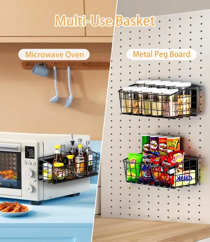 Vista 6 de Estante magnético para refrigerador, paquete de 1, estante magnético fuerte para especias con gancho extraíble para almacenamiento de cocina