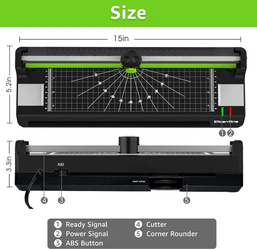 Vista 6 de Máquina laminadora para A3/A4/A6, máquina de laminación térmica para uso en casa, oficina y escuela con 50 bolsas, recortadora de papel