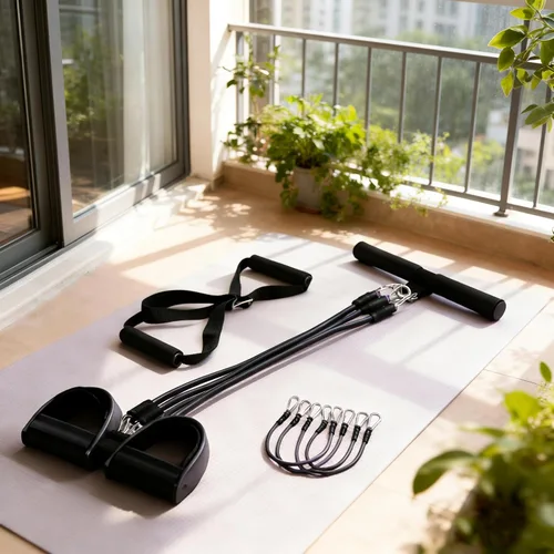 Vista 7 de Lenporl Upgrade 4-Tube Pedal Ankle Puller Resistance Bands with Two Extra Handles,Pedal Puller Resistance Band with Handle for Home Gym,Yoga &