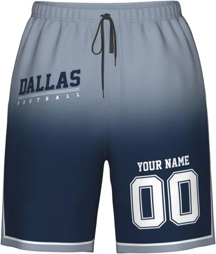 Vista 15 de Pantalones cortos de playa personalizados de fútbol para hombre, de secado rápido, personalizados con cualquier nombre y número, regalos