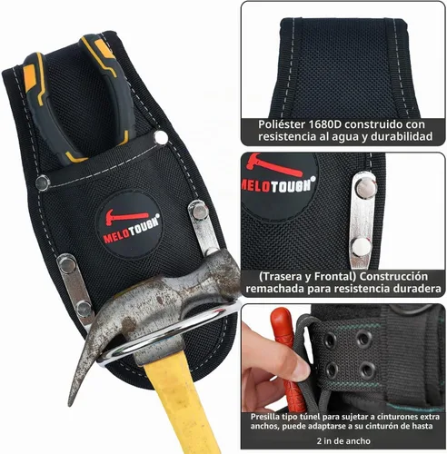 Vista 5 de MELOTOUGH Funda de Alicates Soporte de Herramientas y Soporte de Martillo de Bucle de Acero Resistente para Cinturón de Herramientas Organizador