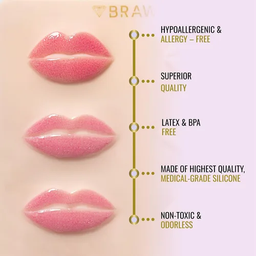 Vista 5 de BRAWNA 3D Lip PMU Practice Skin - 10 formas de labios - Piel de práctica de tatuaje de labios - Suministros PMU