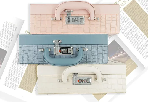 Vista 7 de FREEDARE KENSONE - Joyeros organizadores para mujeres y niñas con espejo estuche portátil de 2 capas de almacenamiento de joyas de viaje con bandeja