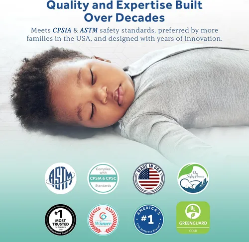 Vista 5 de Colchón de cuna Sealy Baby Flex Cool de 2 etapas transpirable con ajuste para cama de niño, funda de algodón transpirable y resistente al agua, 204