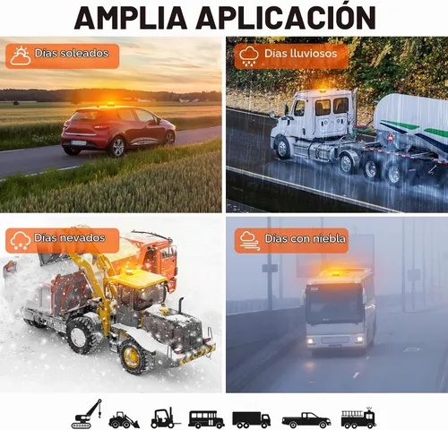 Vista 8 de AnTom Luz estroboscópica solar magnética impermeable LED ámbar luz