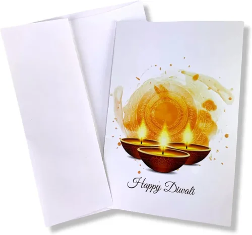 Vista 2 de LOVENSPIRE Paquete de tarjetas de felicitación Diwali Deepawali Juego de tarjetas de felicitación impresas personalizables indio Festival Tarjetas