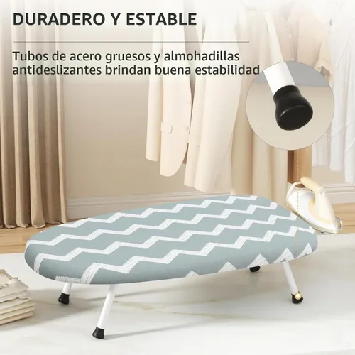 Vista 5 de Mini tabla de planchar de mesa, tabla de planchar compacta y plegable, tubo de acero grueso con cubiertas resistentes al calor, soporte de hierro