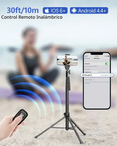 Vista 6 de EMART Soporte de trípode para teléfono celular de 62'', soporte de trípode ajustable de piso para teléfono celular con control remoto para iPhone