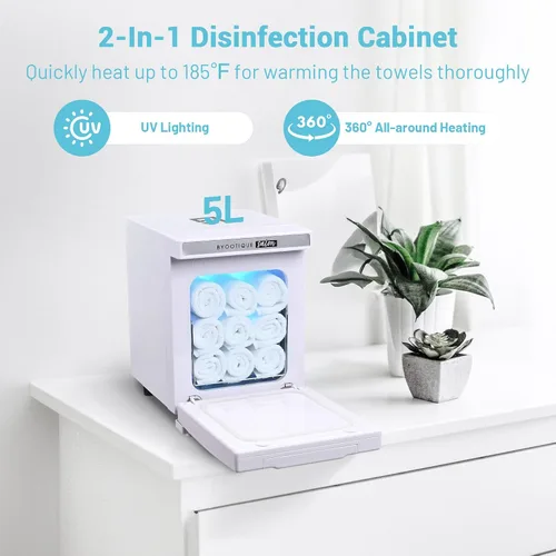 Vista 4 de BYOOTIQUE - Mini calentador de toallas calientes de 5 litros, calentador profesional de secado rápido, portátil, para sala de manicura, facial