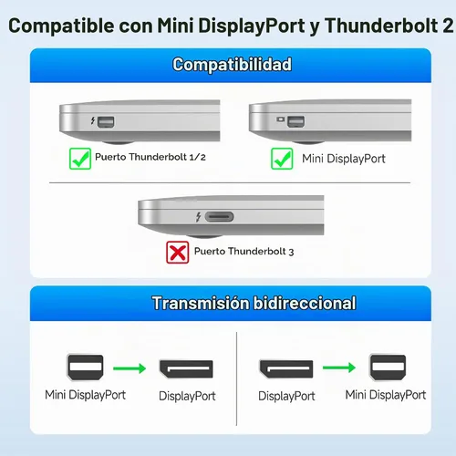 Vista 6 de Cable Matters Adaptador Mini DisplayPort a DisplayPort 1.4 de 8K 8K a 60Hz / 4K a 240Hz, compatible con puertos Thunderbolt 2 y Thunderbolt