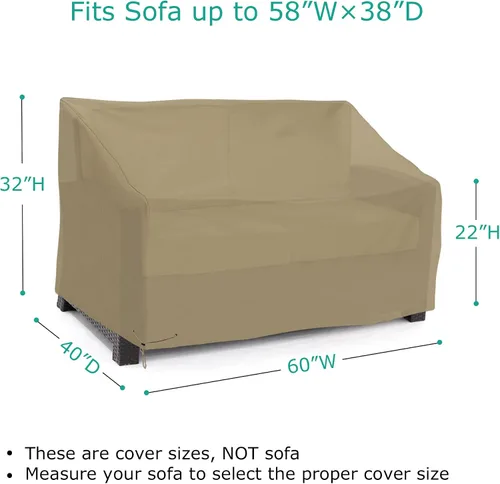 Vista 2 de SunPatio Fundas impermeables para sofá de patio, fundas resistentes para muebles de exterior, fundas de sofá biplaza con ventilación de aire/correas