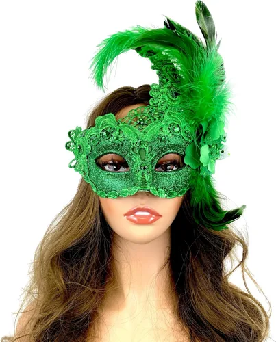 Vista 15 de Máscara de plumas venecianas para mujer, disfraz de Halloween, Mardi Gras, cosplay, fiesta de boda