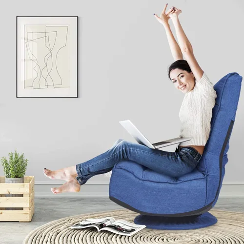 Vista 11 de FANTASK Silla de suelo giratoria de 360 grados, sofá plegable con 5 posiciones ajustables y respaldo, silla de descanso perezosa para relajarse Negro