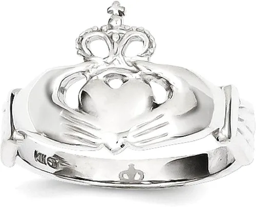 Vista 9 de 14k White Gold Claddagh Ring Celtic Fine Jewelry For Women Gifts For Her