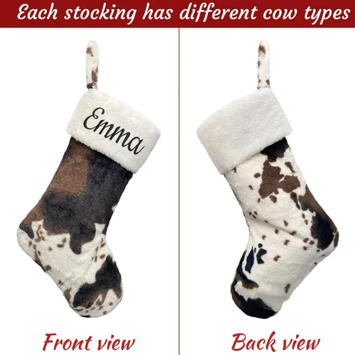 Vista 7 de Medias de Navidad de felpa personalizadas, paquete de 1 unidad, medias de Navidad grandes de piel bordada de 20 pulgadas, medias personalizadas