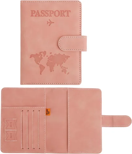 Vista 11 de Funda para pasaporte para viajes, funda para pasaporte con ranura para tarjeta de crédito y ranura para tarjeta de embarque, funda para pasaporte