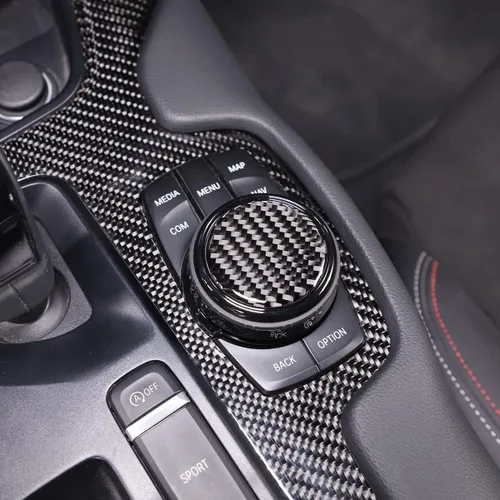 Vista 4 de Daeiclru Cubierta de perilla multimedia de control central de fibra de carbono suave para Toyota Supra GR A90 A91 MK5 2019-2022, cubierta de botón