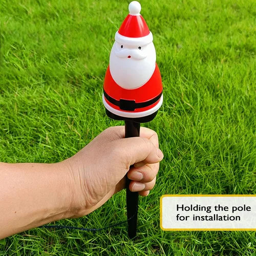 Vista 6 de FANFX Luces Solares de Navidad, Marcadores de Sendero Luces de Pasarela con Carga/Iluminación Automática, Decoraciones Impermeables de Navidad