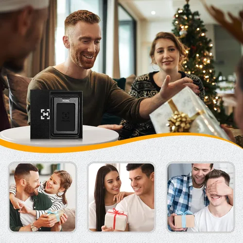 Vista 6 de INCIPAL Cartera minimalista de cuero para hombre, tarjetero de cuero de metal para tarjetas de crédito con clip para dinero, Fibra de carbono