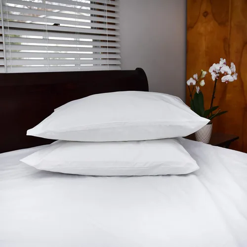 Vista 4 de Pacific Linens Fundas de almohada de mezcla de algodón blanco, calidad de hotel de 20 x 30 pulgadas, paquete de 2 fundas de almohada