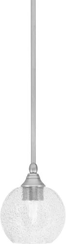 Vista 138 de Toltec Lighting Tallo Colgado Mini colgante, acabado de cobre negro, 3.5" cuadrado humo burbuja vidrio
