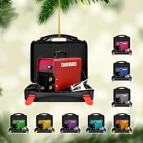 Vista 24 de Adornos de soldador personalizados, adorno de árbol de Navidad con nombre personalizado, regalo perfecto para soldador