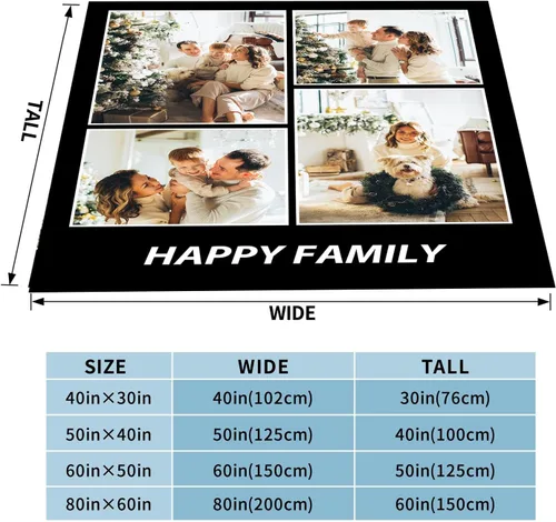 Vista 4 de Manta personalizada con texto fotográfico para padre, madre, familia, manta de franela suave personalizada para novio, novia, cumpleaños