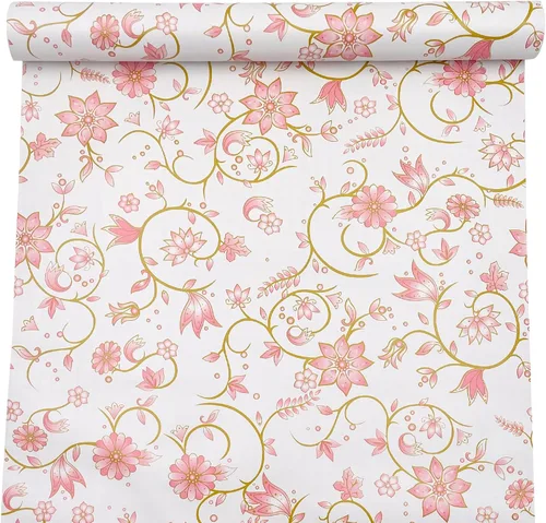 Vista 2 de Revestimiento autoadhesivo floral rosa para estantes, mesa extraíble, papel decorativo para espacios de trabajo, caja de almacenamiento de fotos