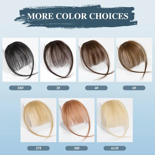 Vista 6 de HAIRCUBE Flequillo de cabello 100% humano, flecos de clip con sienes, extensiones de flequillo para mujer, extensión de flequillo para uso diario