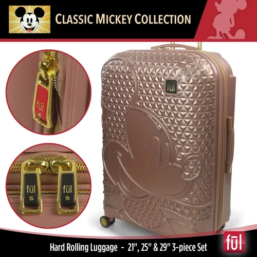 Vista 7 de FUL Disney Mickey Mouse - Maleta rígida con ruedas giratorias Oro Rosa Disney Mickey Mouse - Maleta rígida con ruedas giratorias