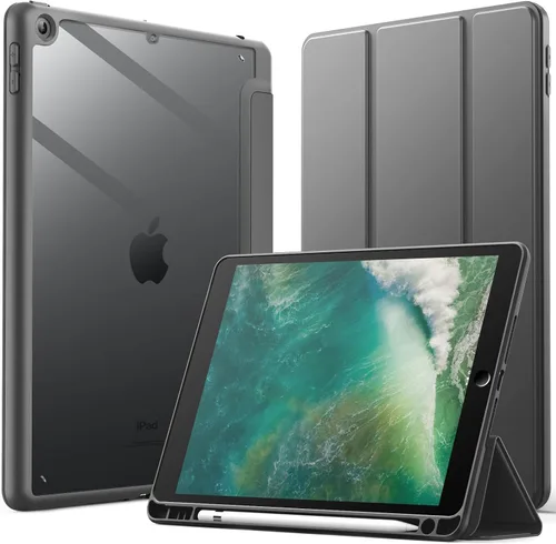 Vista 10 de JETech Funda para iPad de 9.7 pulgadas (6ª/5ª generación, 2018/2017) con soporte para lápices, carcasa trasera transparente transparente y delgada