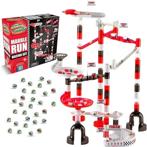 Vista 9 de Marble Genius Juego de carreras de Marble Run: 125 piezas Marble Run Racing Set Juguetes para niños, Bloques de construcción de torre de laberinto