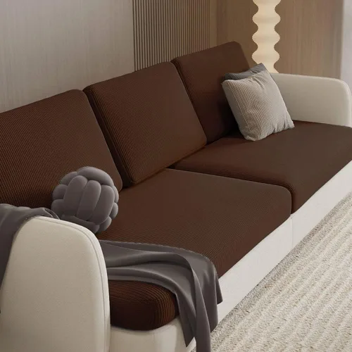Vista 17 de YOPOIY Funda de cojín elástica para sofá, fundas protectoras de muebles jacquard con funda de cojín para sofá a cuadros, beige, L, 1 plaza