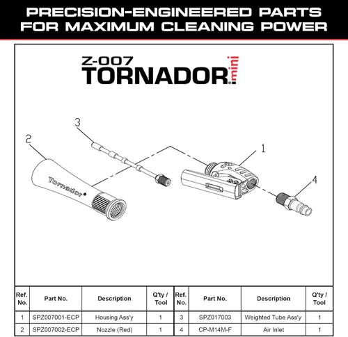 Vista 8 de Tornador Z-007 Mini Herramienta de limpieza de automóviles de alta presión compacta Diseño ergonómico que acelera el detalle interior Funciona