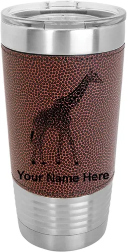 Vista 13 de LaserGram Vaso aislado al vacío de 20 onzas, jirafa, grabado personalizado incluido (piel sintética, estilo béisbol)