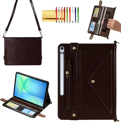 Vista 60 de Bolso Funda para Samsung Galaxy Tab S10 FE/S9 FE 10.9"/S9/S8/S7 11", Techcircle Folio con Soporte Cruzado, Billetera con Ranura para Lápiz S Pen