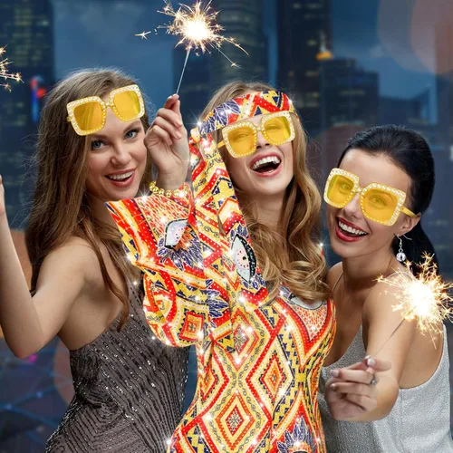 Vista 7 de 6 Pcs 70s Disco Costume Women Disco Costume Outfit, 70s Dance Dress Headband Disco Ball Earrings Necklace Bracelet Sunglasses